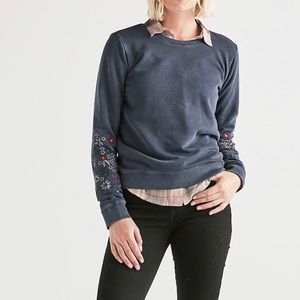 Lucky Brand Embroidered Flowers Sweatshirt